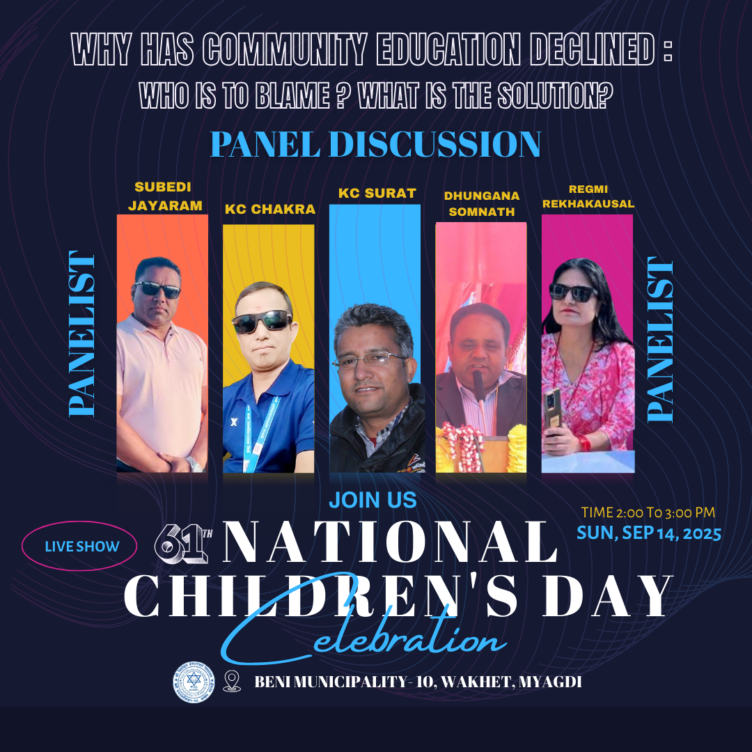 श्री विद्योदय आधारभूत विद्यालयले ‘किन खस्कियो सामुदायिक शिक्षा स् दोषी को रु समाधान के रु’ भन्ने विषयमा प्यानल डिस्कसन आयोजना गर्दै