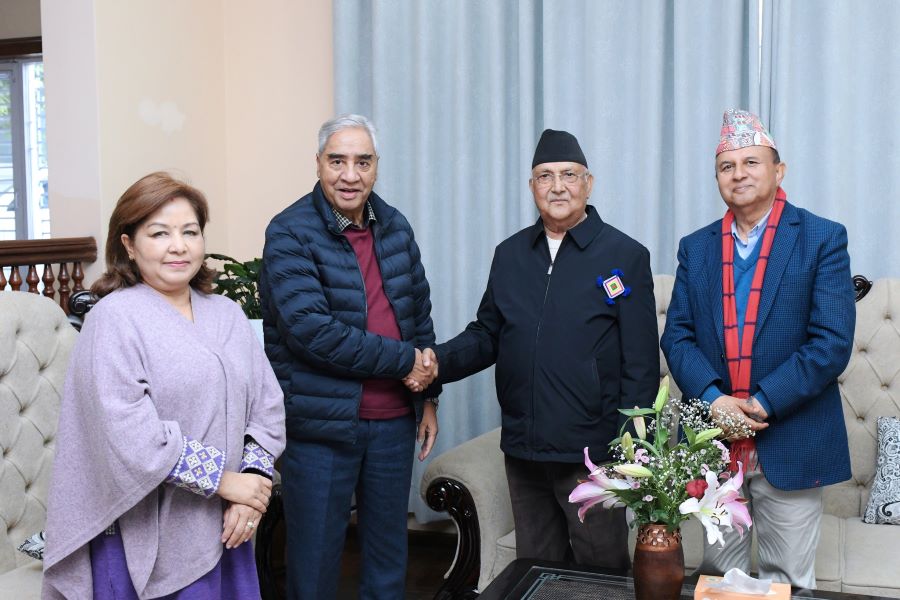 देउवा–आरजु एकातिर, ‍ओली–पाेखरेल अर्कातिर बसेर के भयाे छलफल ?